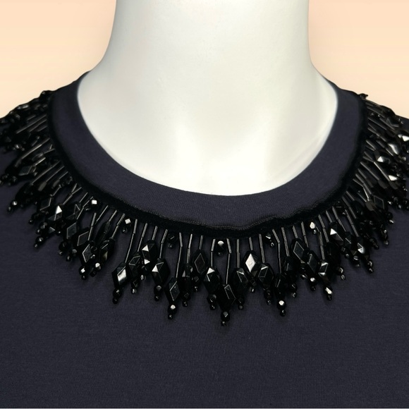 AUTHENTIC Louis Vuitton Embellished Neckline Women’s Navy T Shirt - Extra Small - Picture 2 of 6